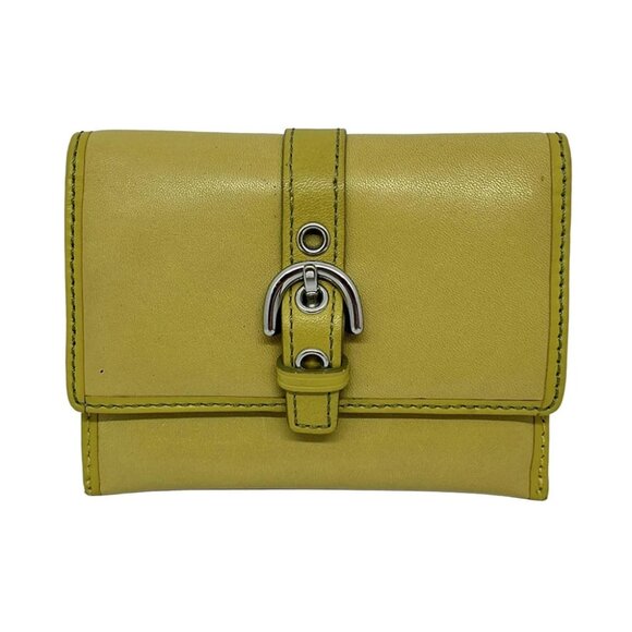 COACH - Yellow Beige Leather Card Case - Picture 1 of 4